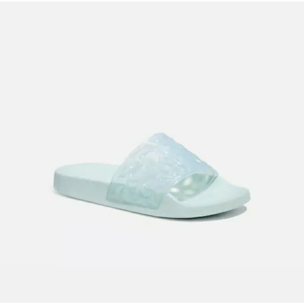 Coach Womens Signature C Logo Jelly Slide Sandals Light Green Seafoam Size 7